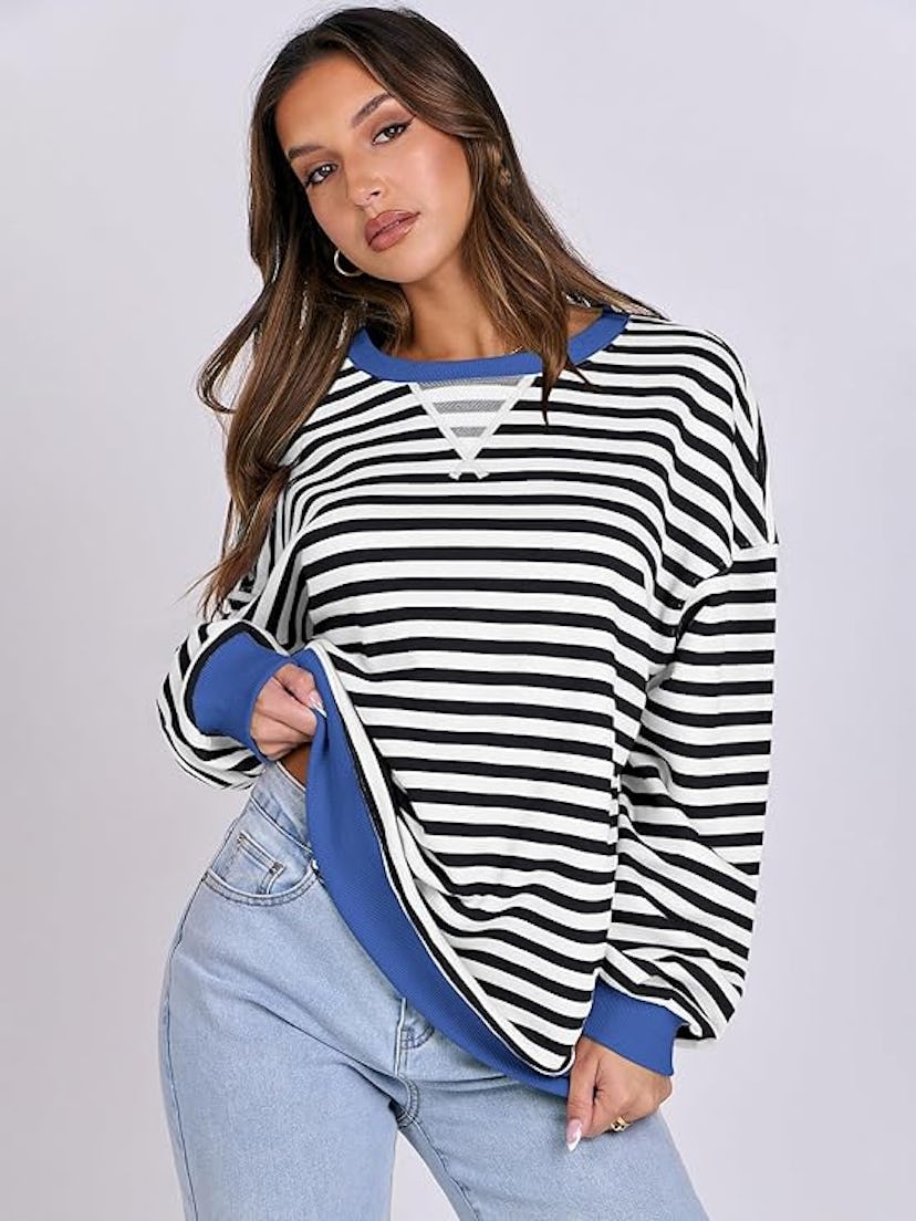 ANRABESS Striped Oversized Sweatshirt