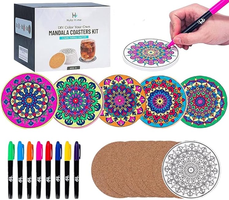 Hula Home Color Your Own Coaster Mandalas with Markers (8-Pack)