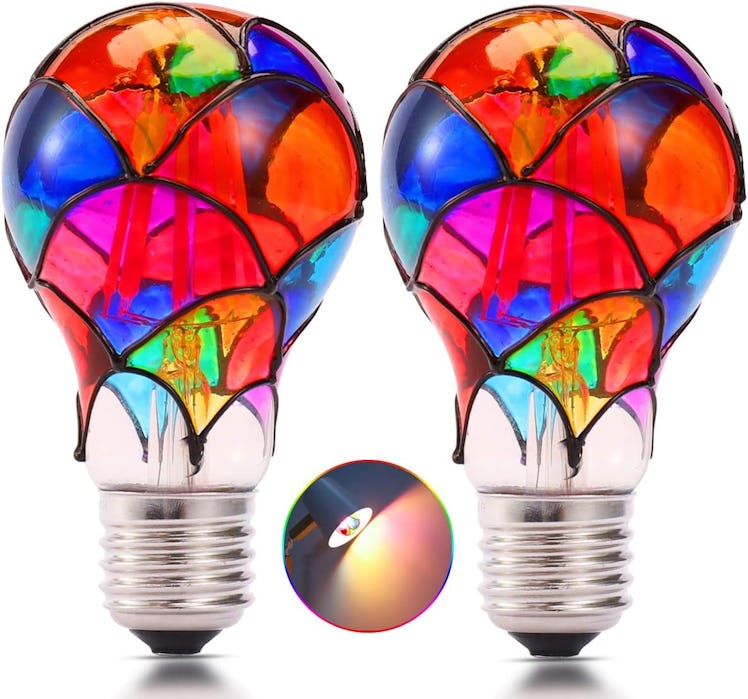 I-SHUNFA Stained Glass LED Edison Light Bulb (2-Pack)