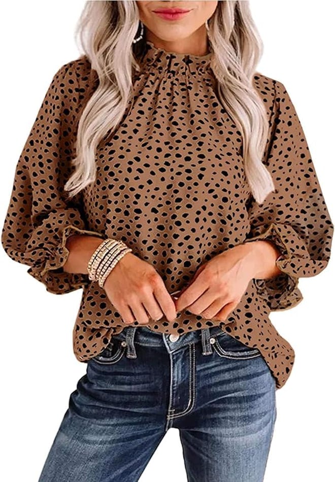 Avanova Ruffle Mock Neck Blouse