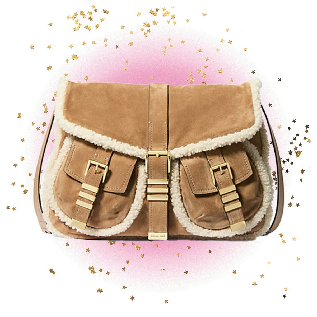 Darrington Large Suede and Shearling Messenger Bag