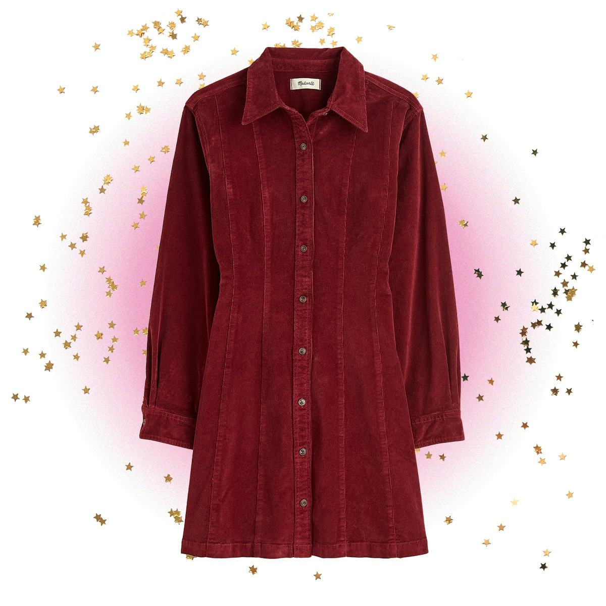 Long-Sleeve Seamed Mini Dress