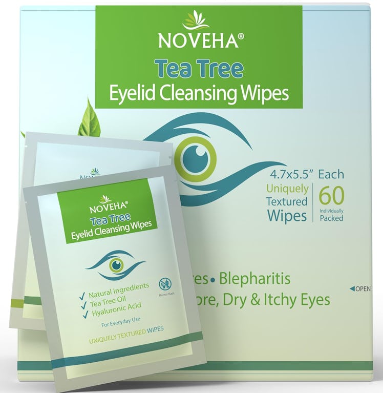 NOVEHA Tea Tree Oil Eyelid & Lash Wipes (60-Pack)