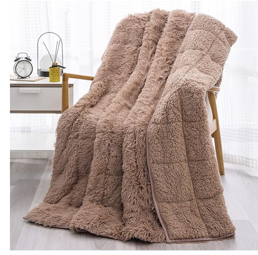 Wemore Shaggy Long Fur Faux Fur Weighted Blanket