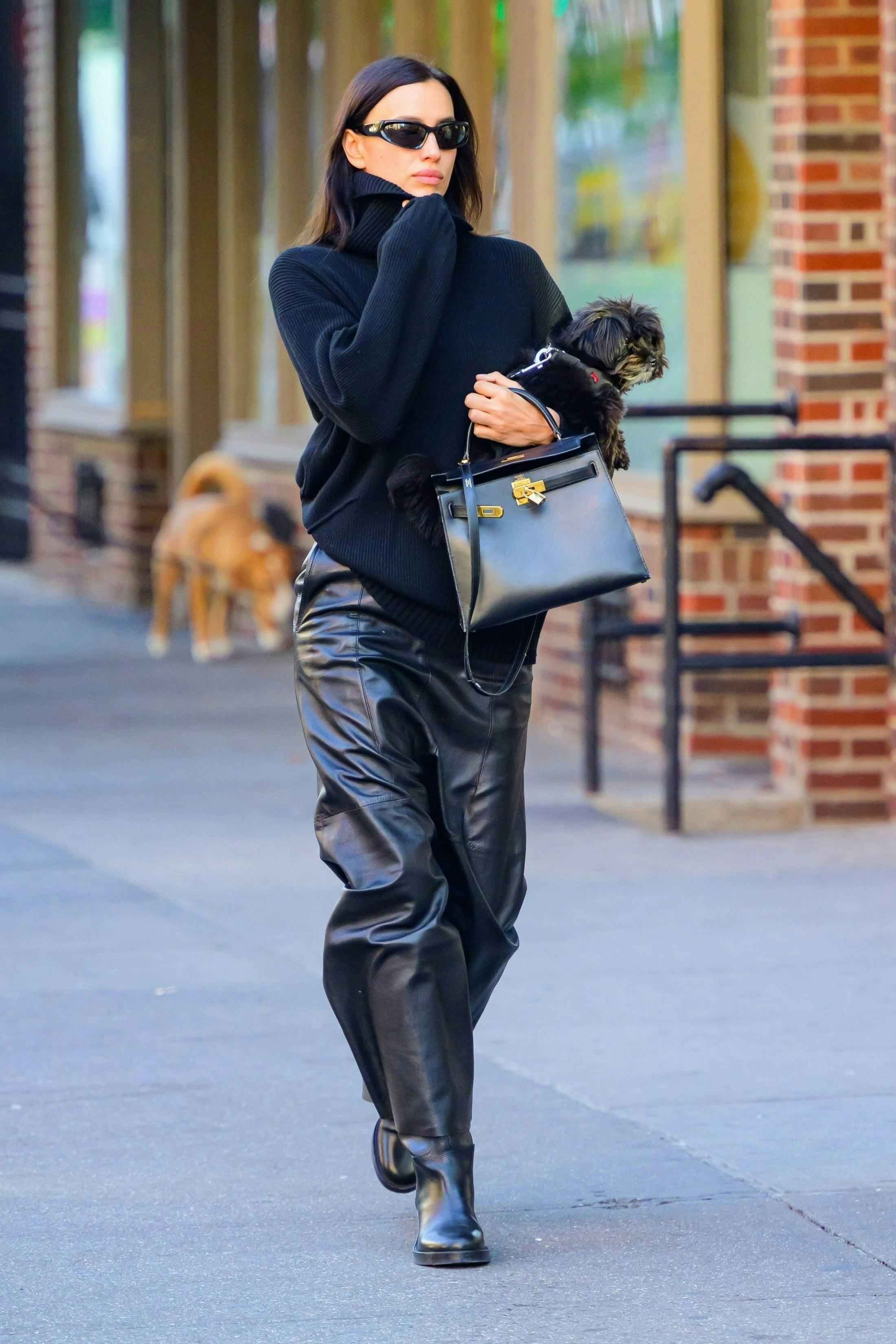 Irina Shayk Elevates a Latex Raver Skirt With Grace Kelly's