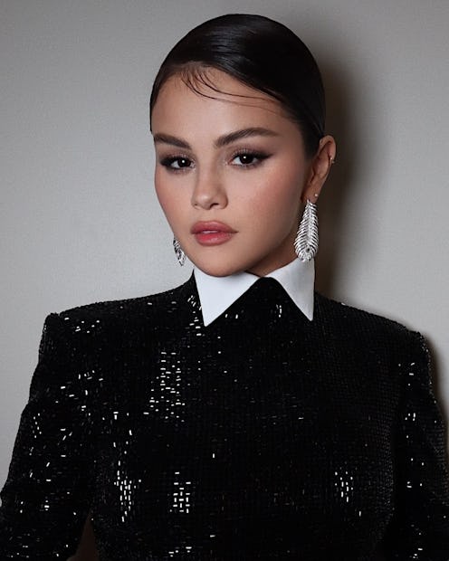 Selena Gomez comb over updo