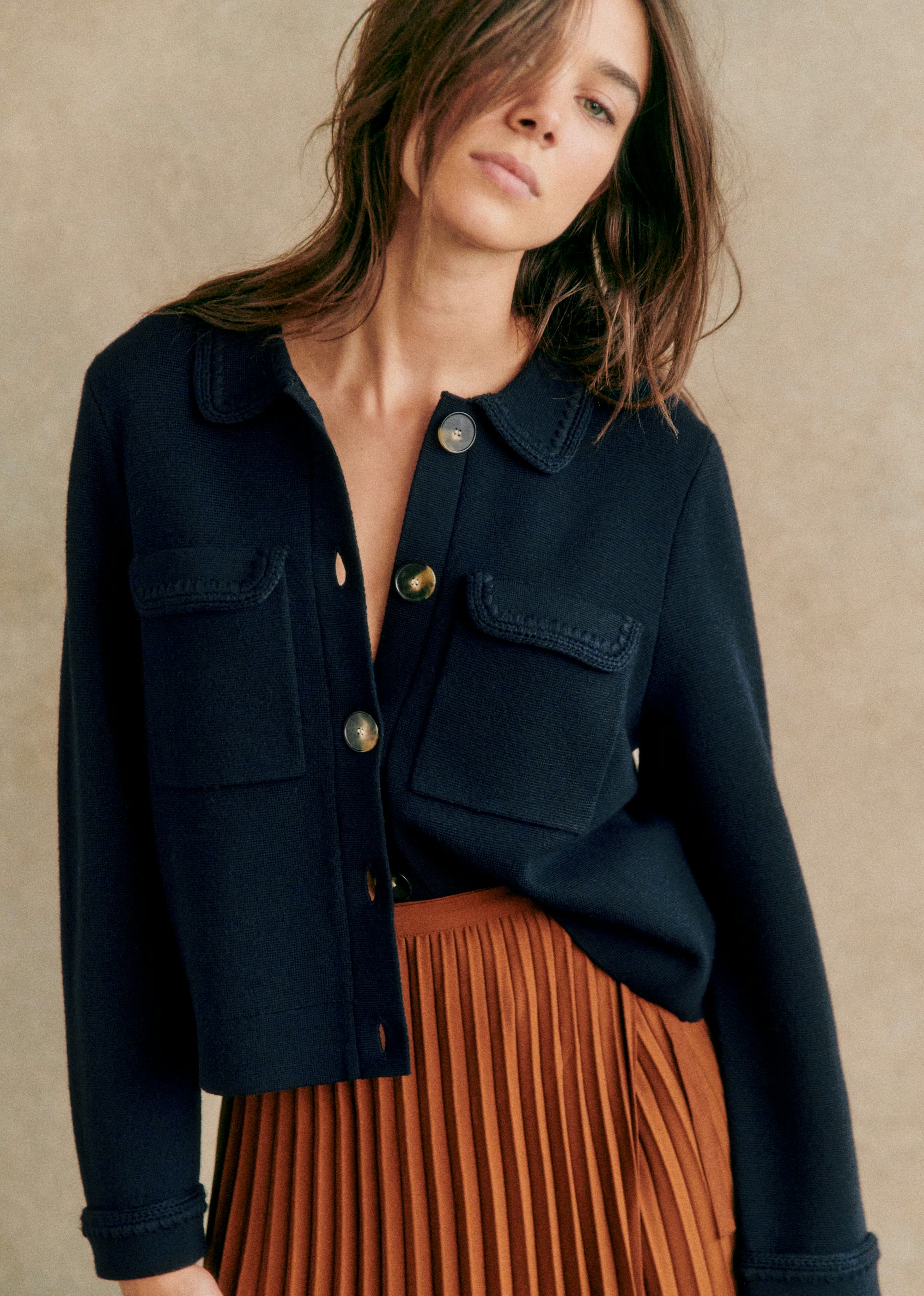 Betty Cardigan in Navy Crochet