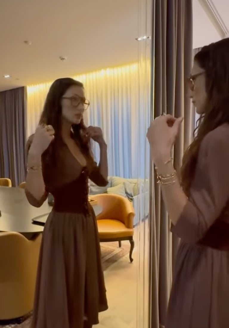 Bella Hadid wore plunging looks and LBDs in Holland.