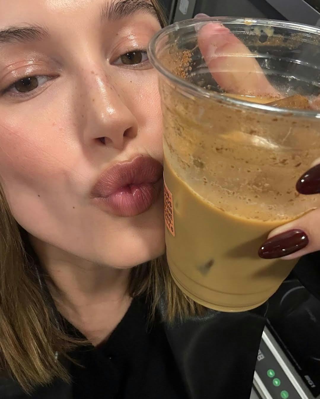 Hailey Bieber just wore espresso nails.