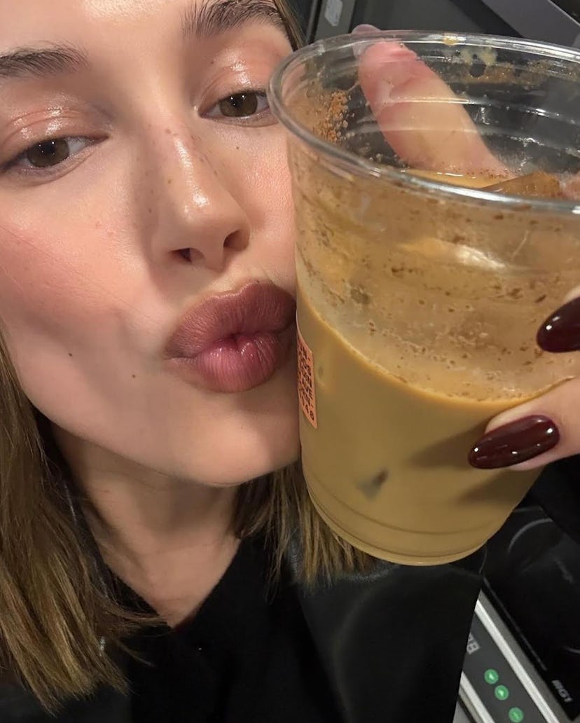 Hailey Bieber just wore espresso nails.