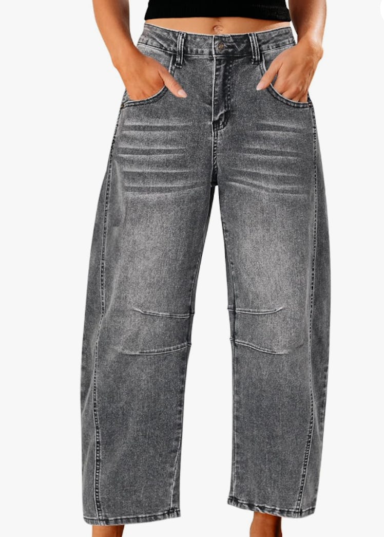 GRAPENT High Waisted Wide Leg Barrel Jeans