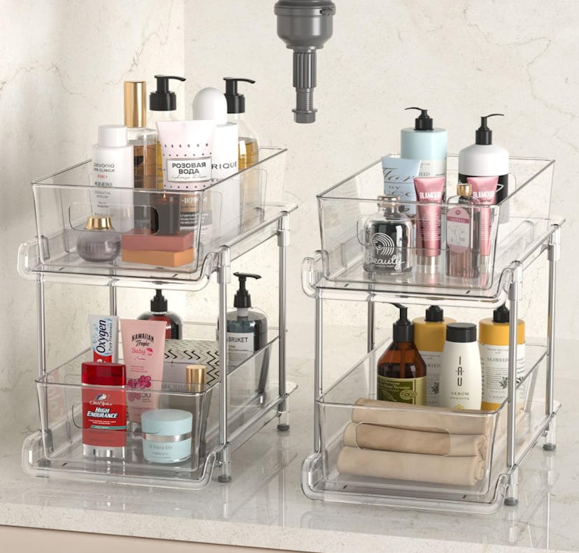 HIHEGD 2 Tier Bathroom Storage Organizer with Dividers