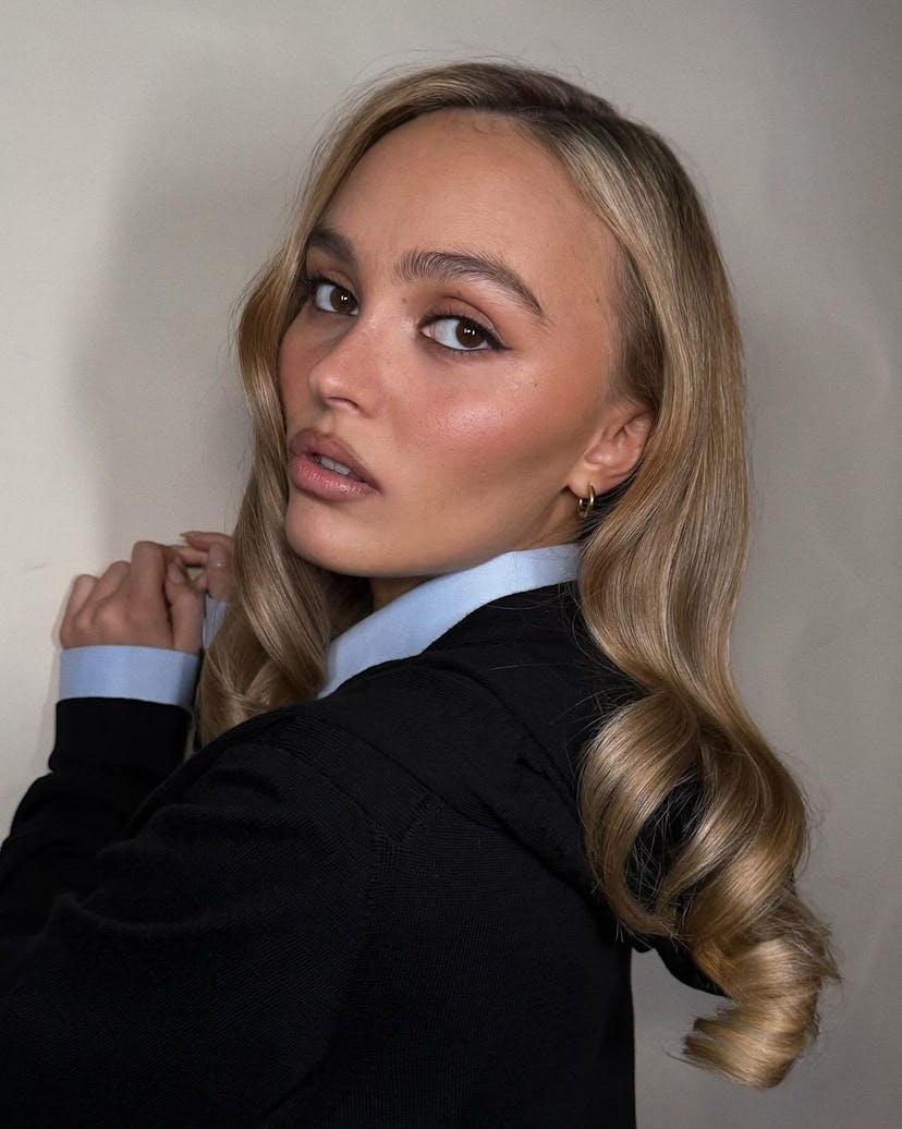 Lily-Rose Depp wore retro old Hollywood curls.