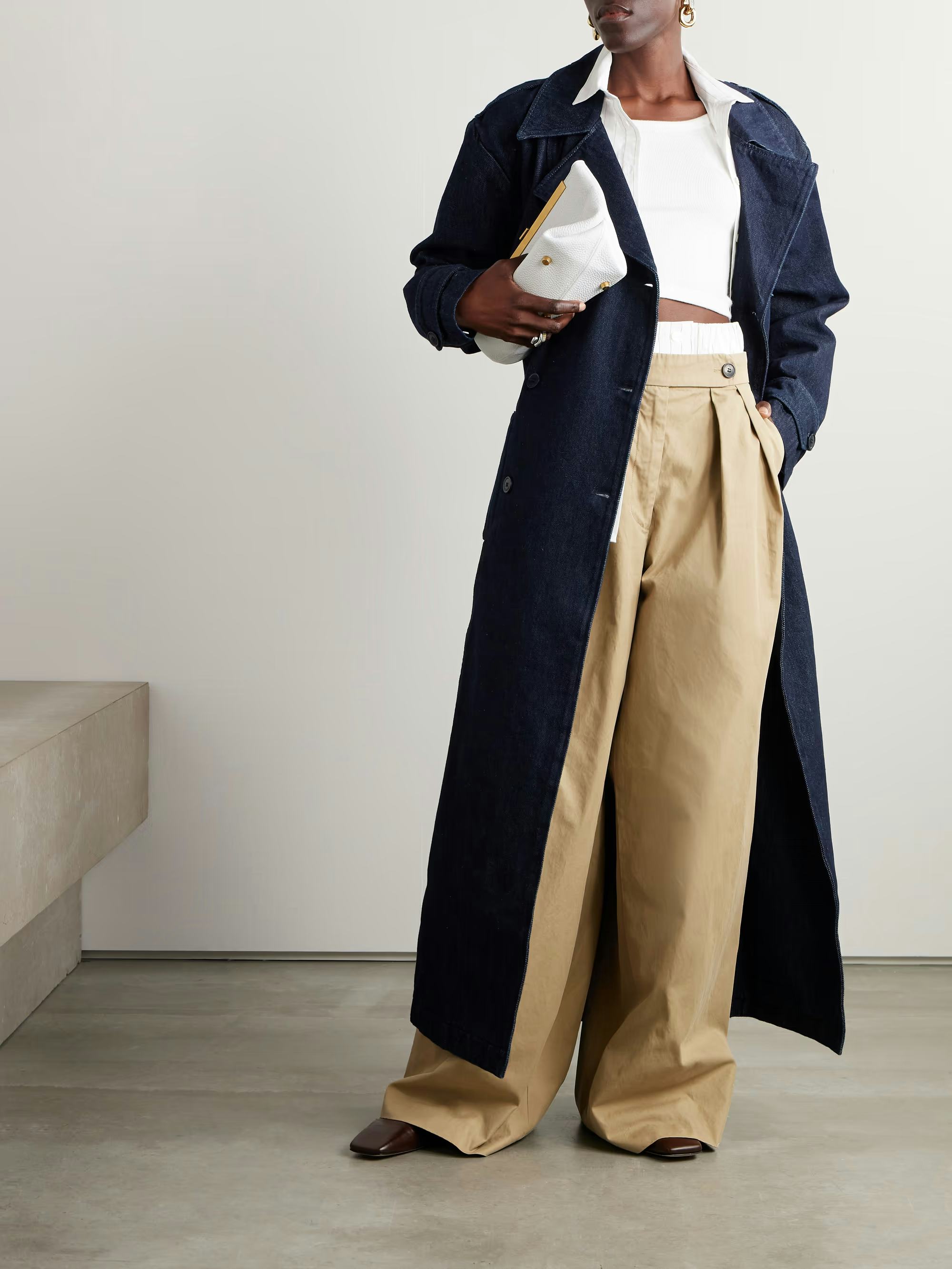 双排扣牛仔风衣