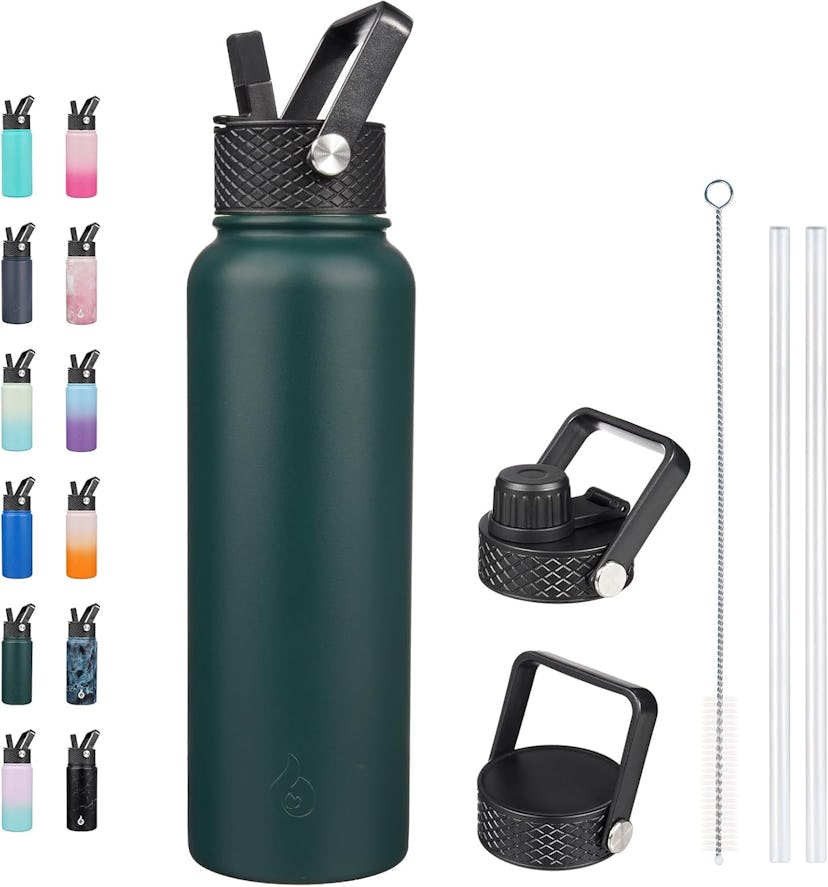 Bjpkpk Insulated Water Bottles with Straw Lid