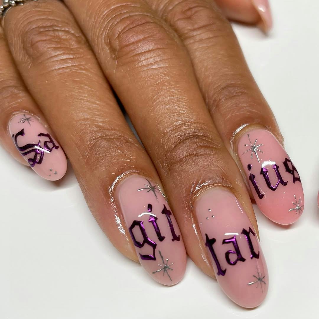 Try your zodiac&rsquo;s name written on your nails for Sagittarius season 2024.