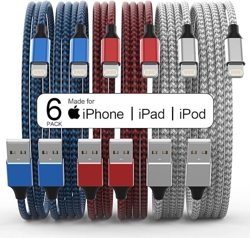 MUXA Braided Lightning Cables (6-Pack)