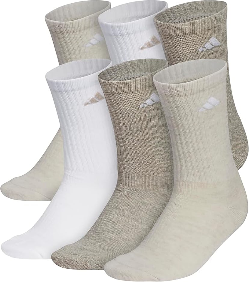 adidas Athletic Cushioned Crew Socks (6-Pair)