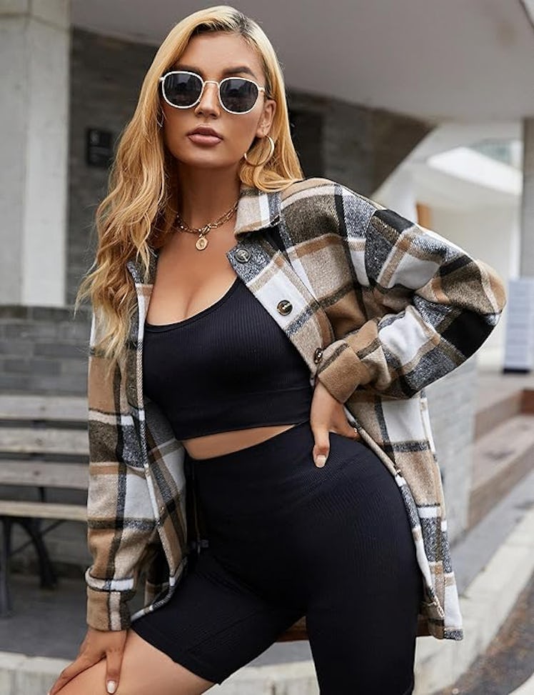 Yeokou Color Block Flannel Jacket