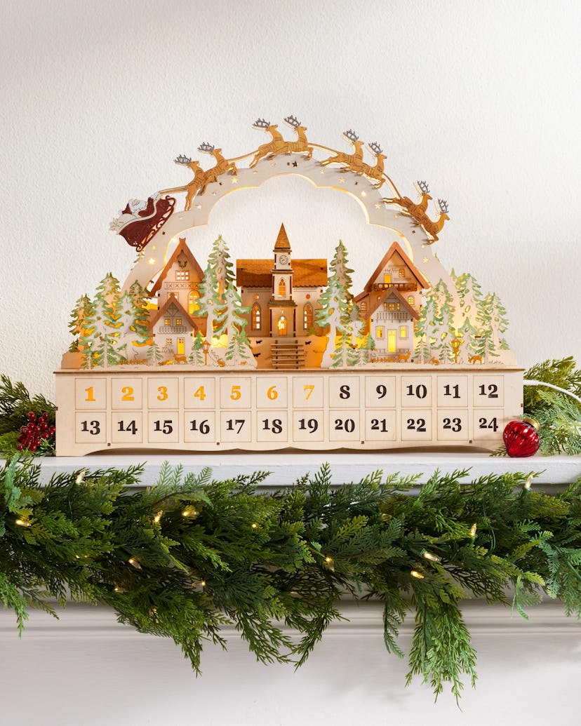 Lit Wooden Santa Express Advent Calendar