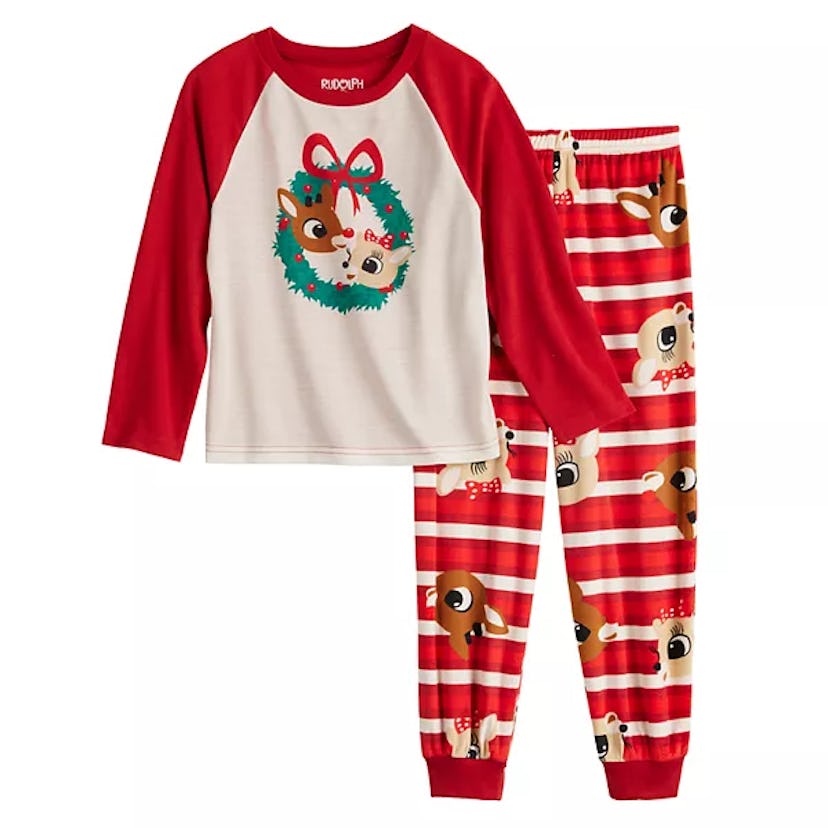 Kids Rudolph The Red-Nosed Reindeer Top & Bottoms Pajama Set, super cute family matching christmas p...