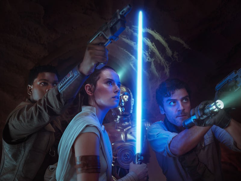 John Boyega, Daisy Ridley, and Oscar Isaac in Star Wars: The Rise of Skywalker