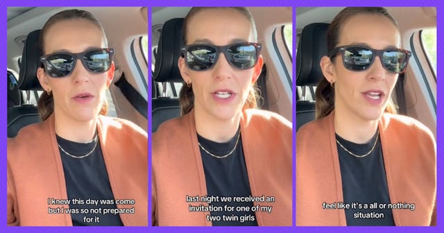 A mom discusses how one of her twins was invited to a birthday party when the other was not.