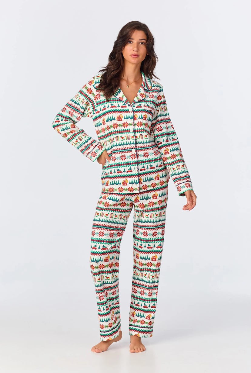 Festive Fairisle Long Sleeve Classic Stretch Jersey PJ Set, super cute family matching christmas paj...