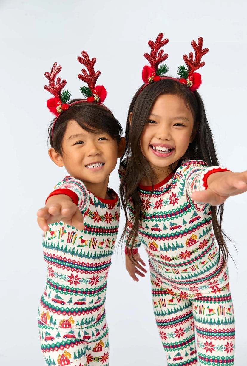 Festive Fairisle Long Sleeve Stretch Jersey Kids PJ Set, super cute family matching christmas pajama...
