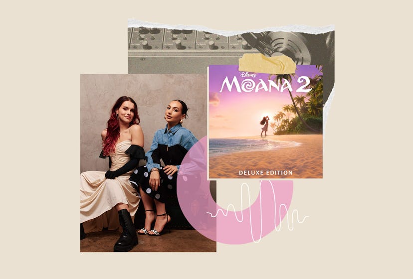 A portrait of Barlow & Bear, collaged with the cover of the 'Moana 2' album.
