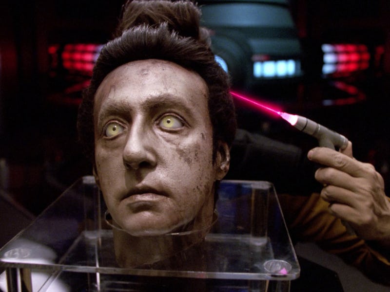 Data's head in "Time's Arrow."