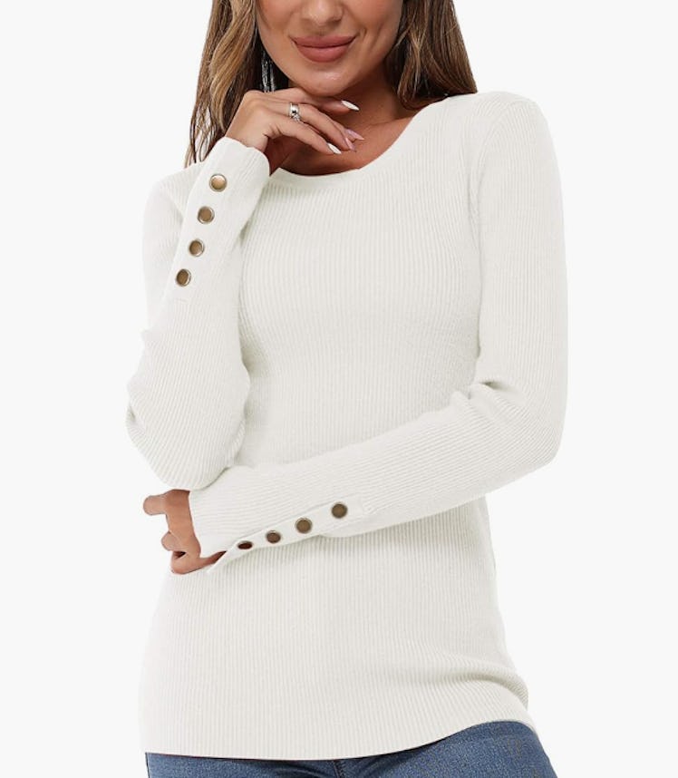 Newshows Button Stretch Pullover Sweater