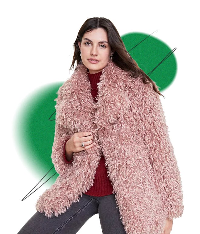 On 34th Women’s Solid Faux-Fur Notch-Collar Jacket