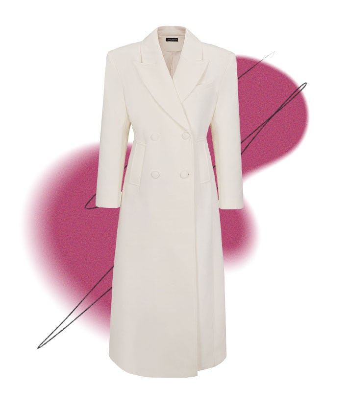Faux Wool Power Shoulder Coat