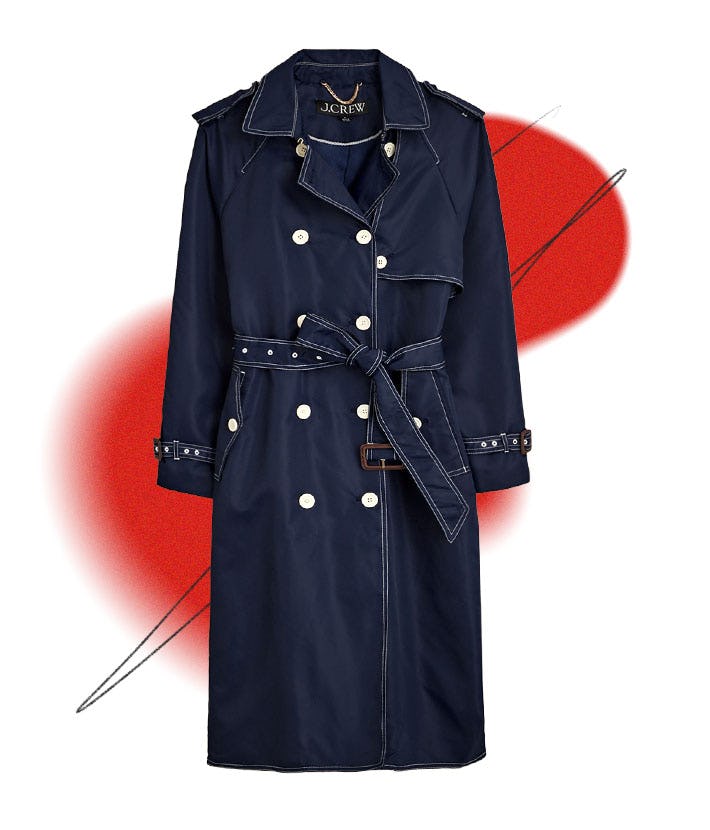 Relaxed Trench Coat In Lightweight Shiny Nylon