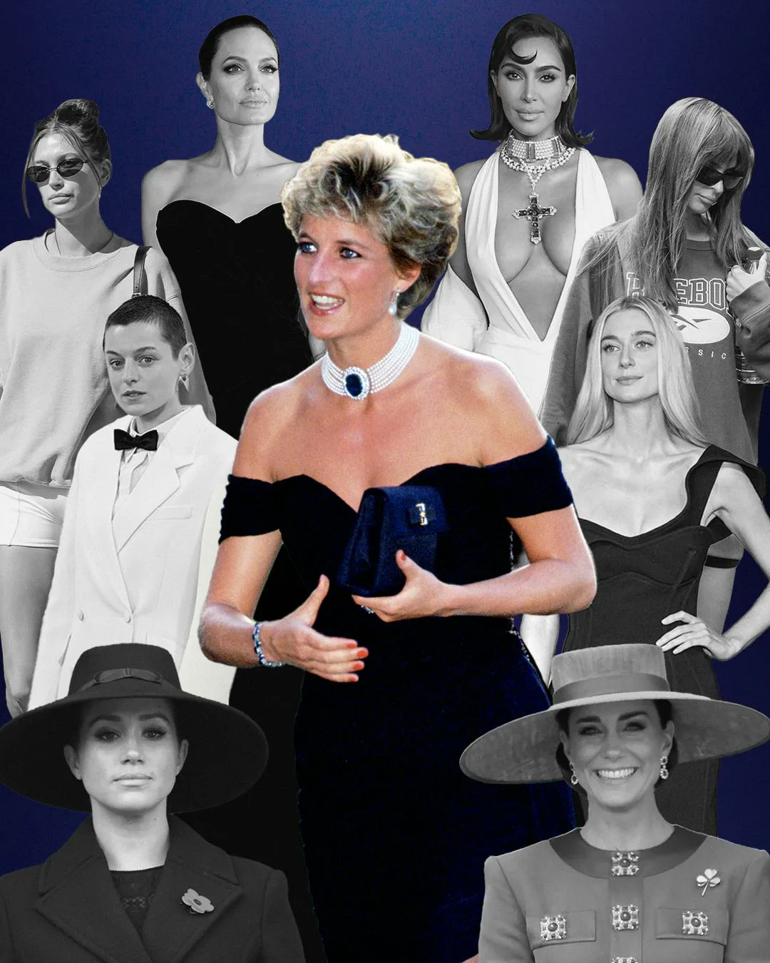 10 Times Celebrities Channeled Princess Diana's Fashion, From Kim  Kardashian to Hailey Bieber