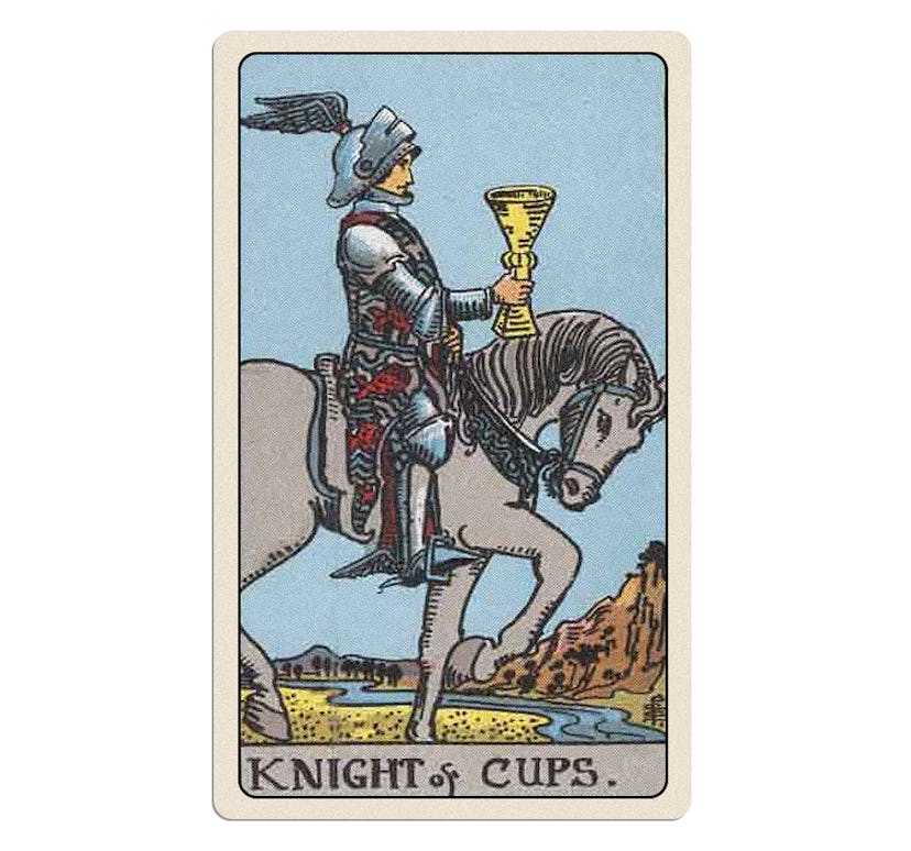 Your December 2024 tarot reading includes the minor arcana Knight of Cups card.