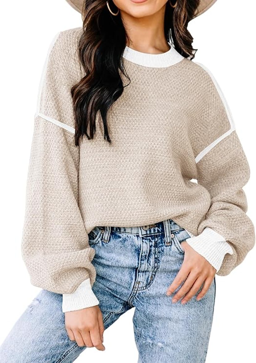 Disamer Color-Block Oversized Sweater