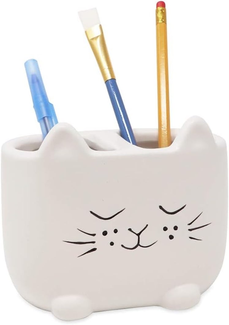 Isaac Jacobs Ceramic Cat Makeup Brush Holder