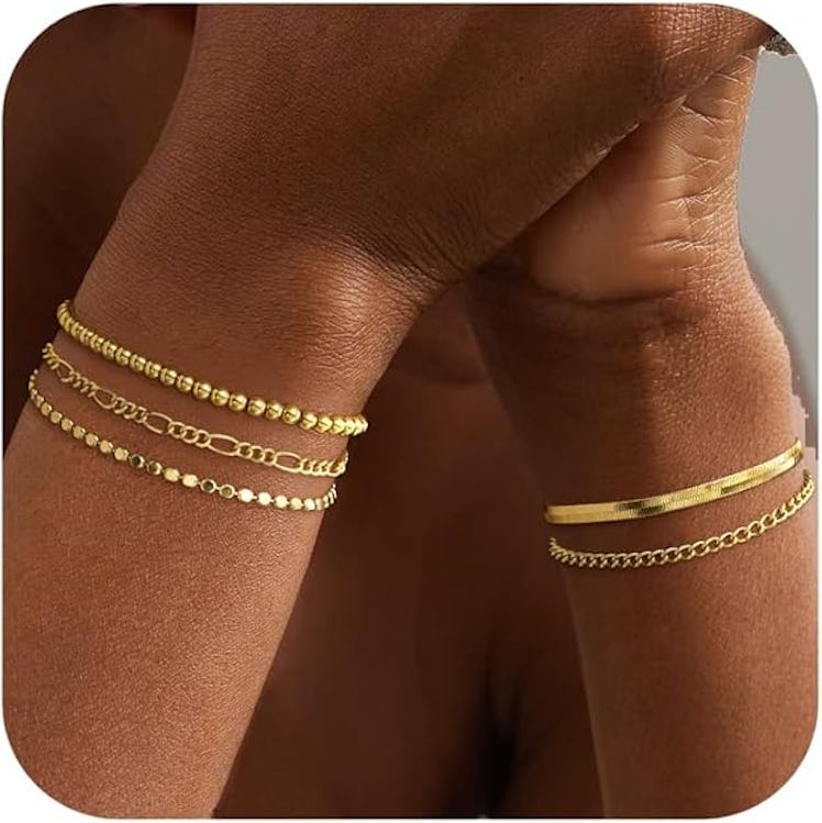 DEARMAY 14-Karat Gold-Plated Stackable Bracelets