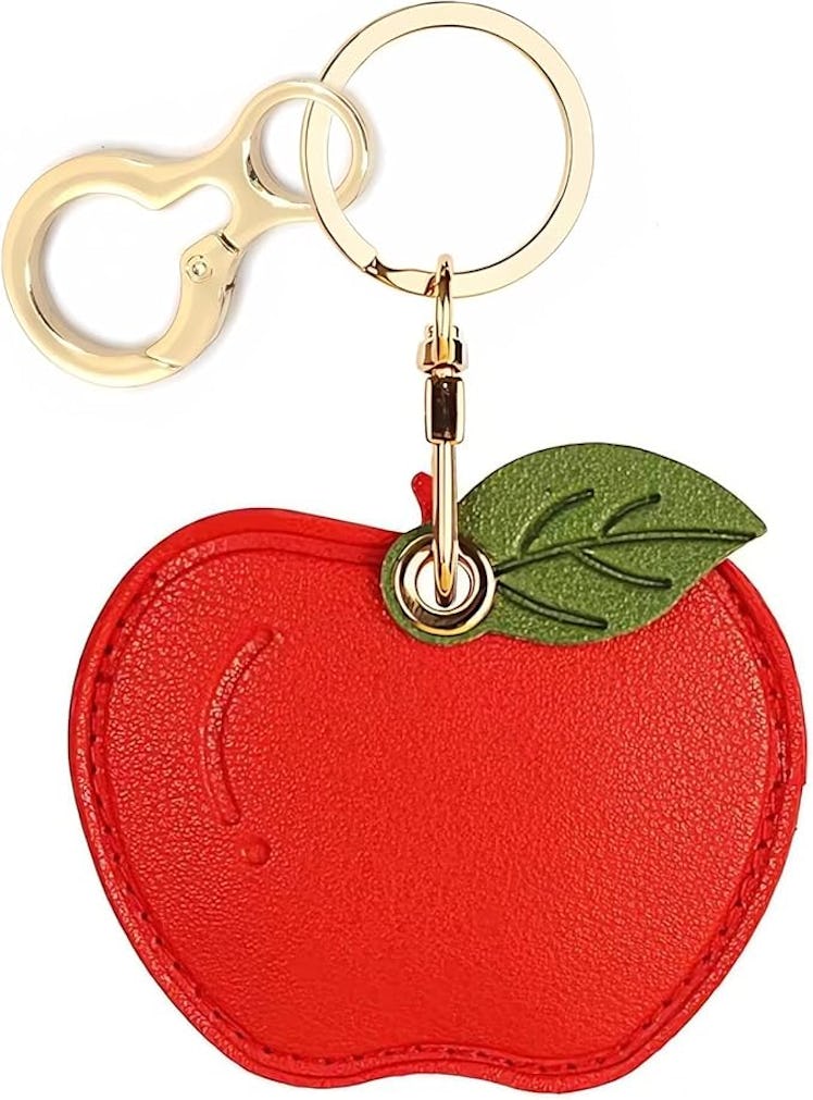 BORKUANA Leather AirTag Cover with Keychain