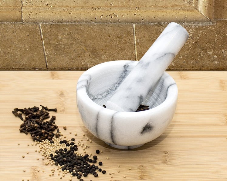 Greenco White Marble Stone Mortar and Pestle Grinding Bowl