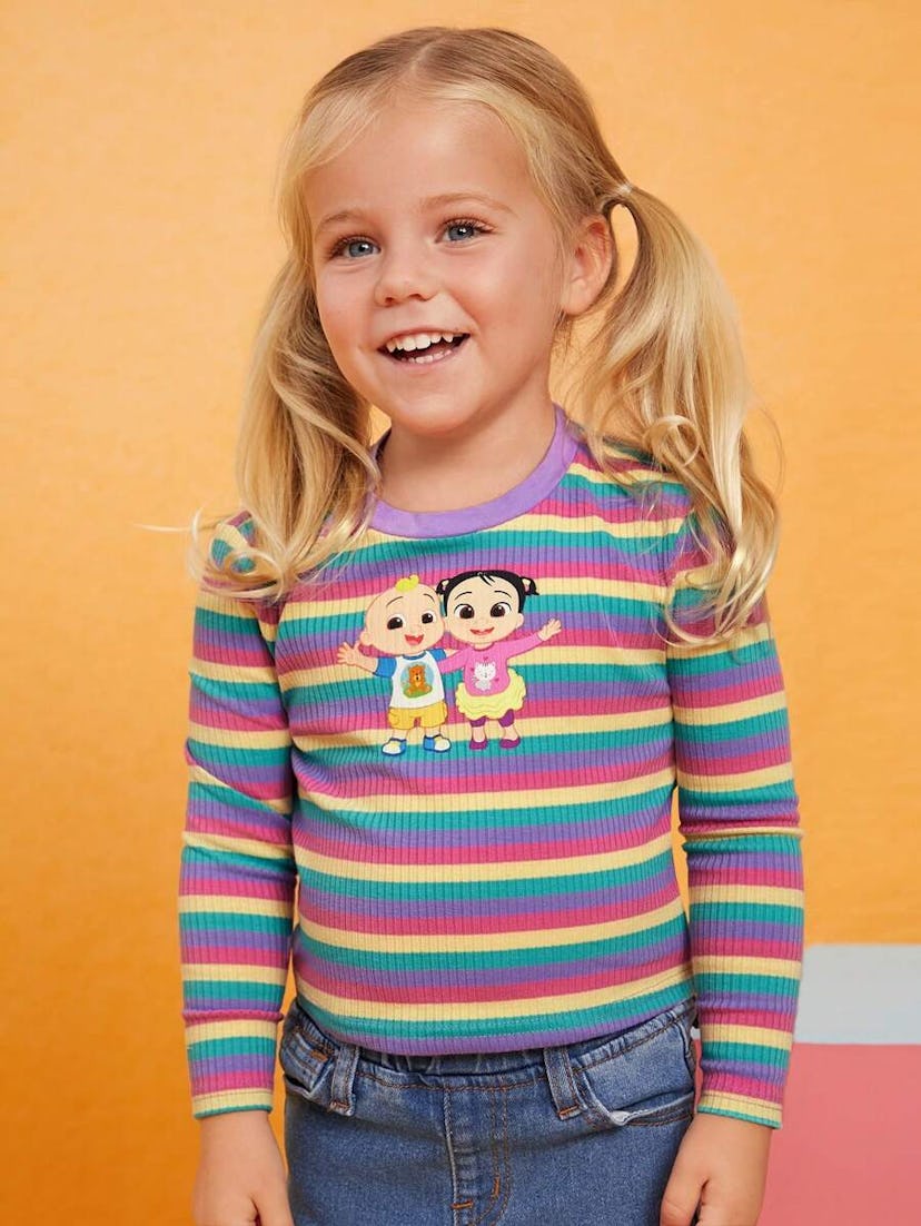 Girls Colorful Ribbed Long Sleeve Tee