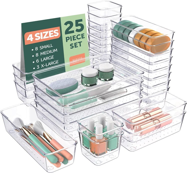 Ruboxa Clear Plastic Drawer Organizers (25 Pieces)