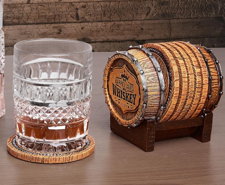 Cabin Obsessesion Whiskey Barrel Coaster Set