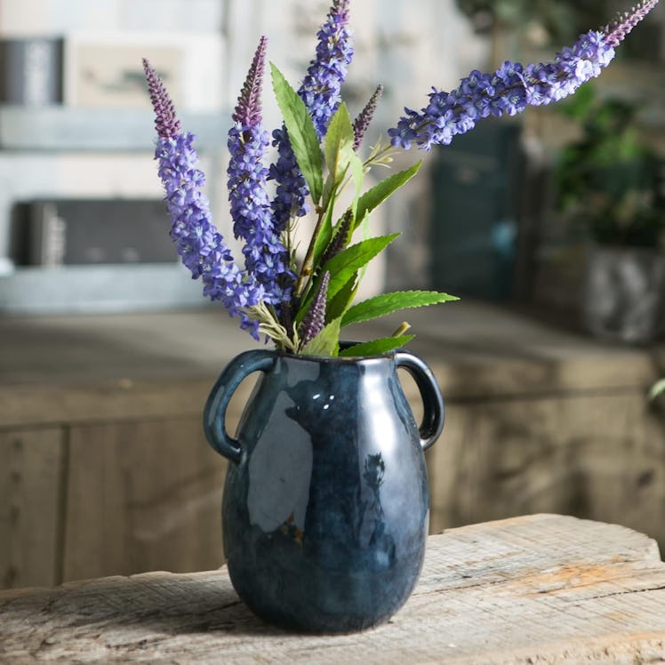 Tanvecle Blue Ceramic Vase With Handles