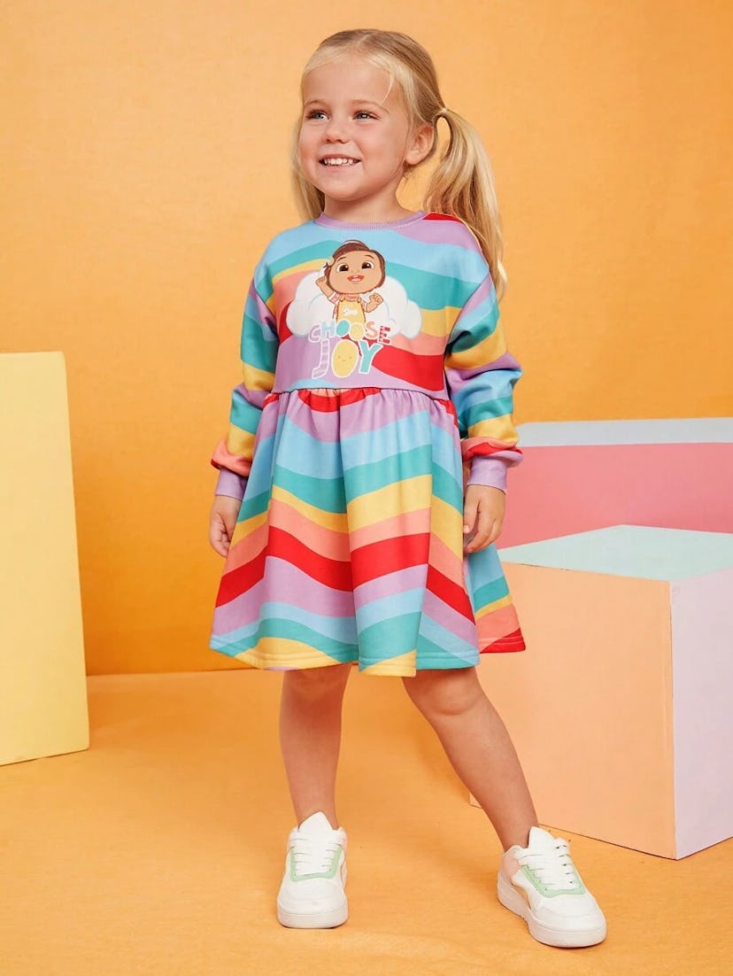 Girls Rainbow Sweatshirt Dress