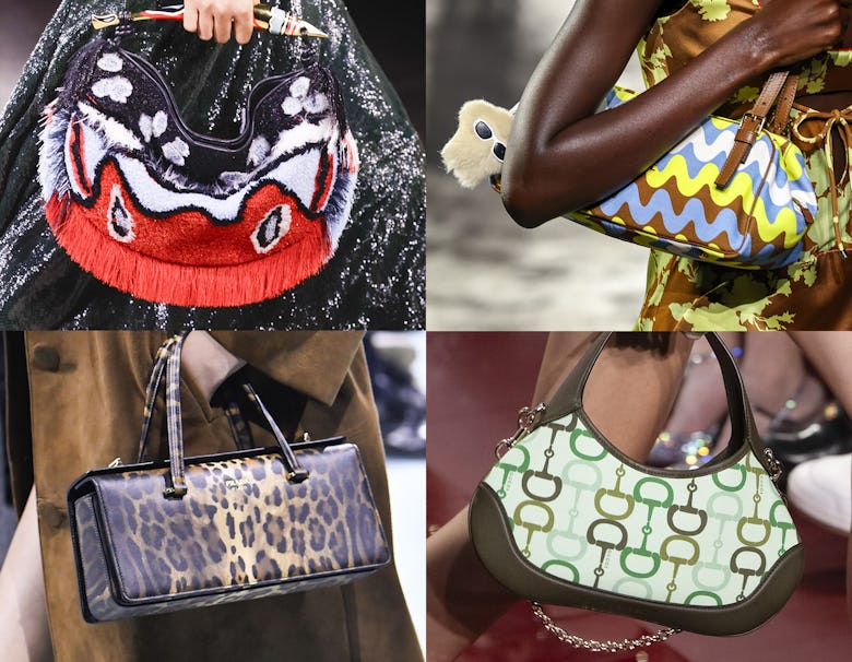 Top row from the left: shoes from the spring/summer 2025 runways of Bottega Veneta and Versace. Bot...