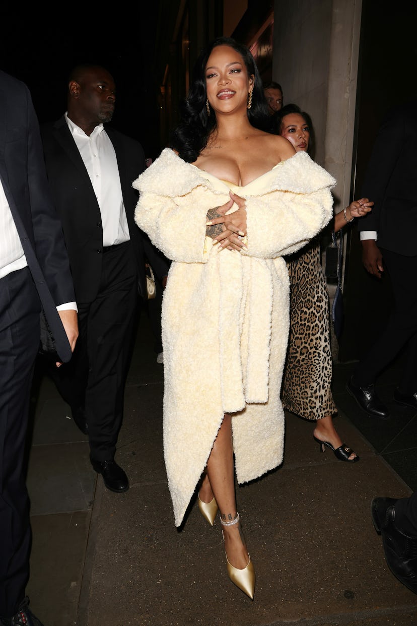 Rihanna’s bathrobe gown at Fenty Hair party