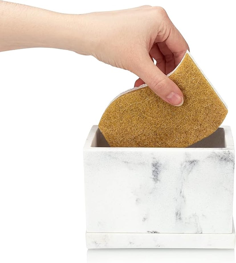 Essentra Home Marble Kitchen Sponge Holder